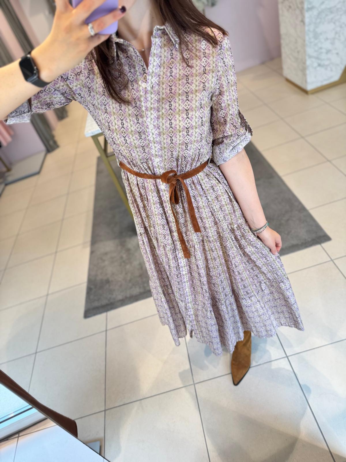 Chemisier fantasia con fusciacca scamosciata