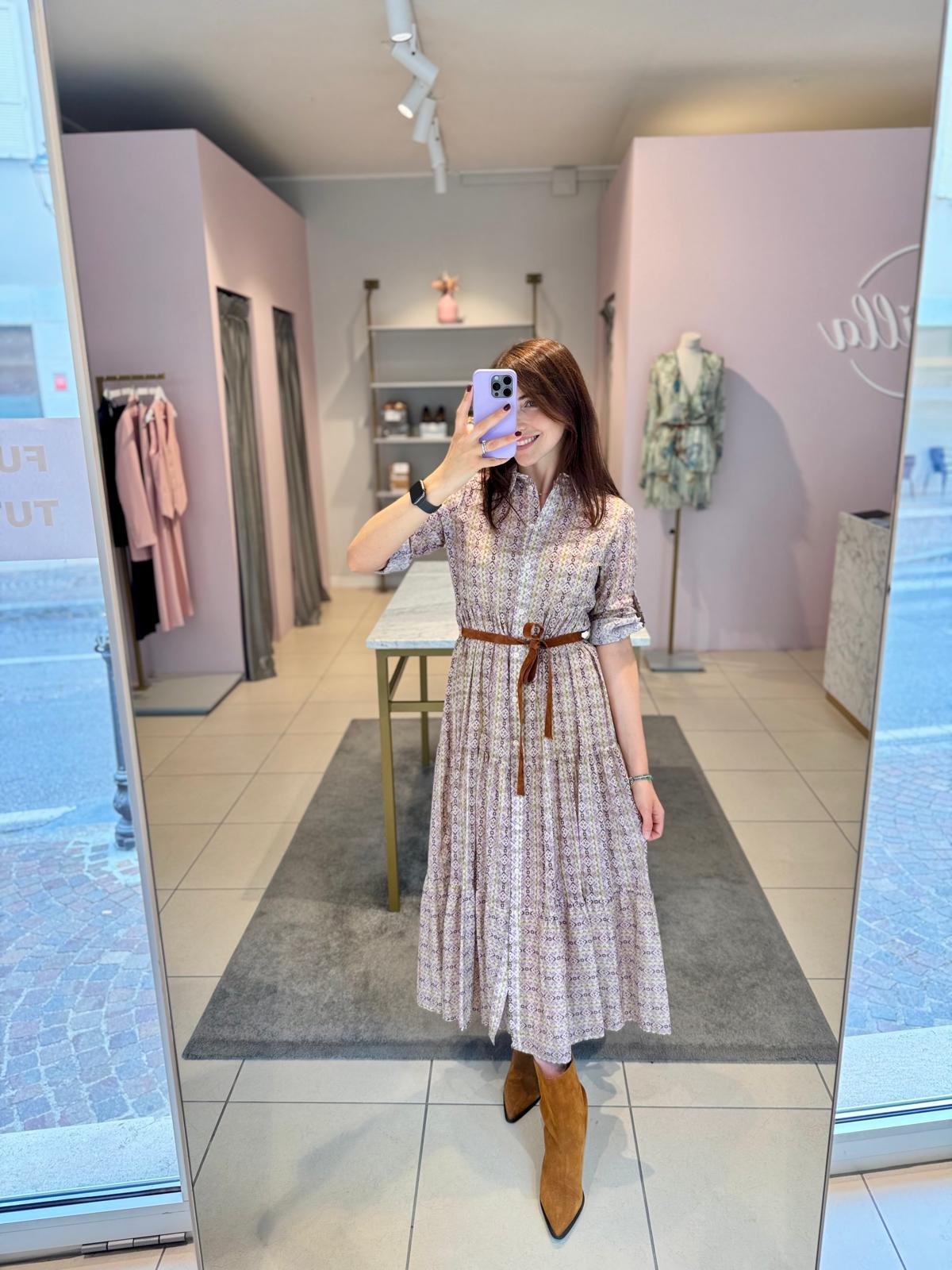 Chemisier fantasia con fusciacca scamosciata