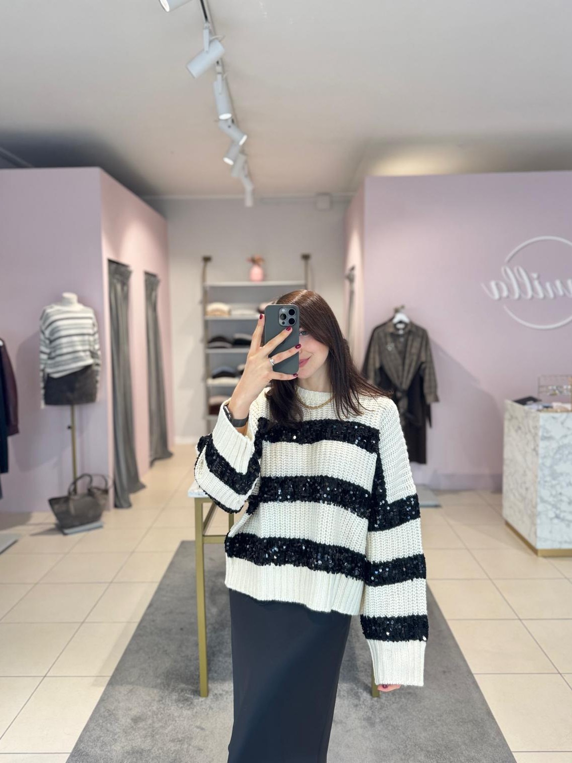 Maglione a righe con paillettes dixie