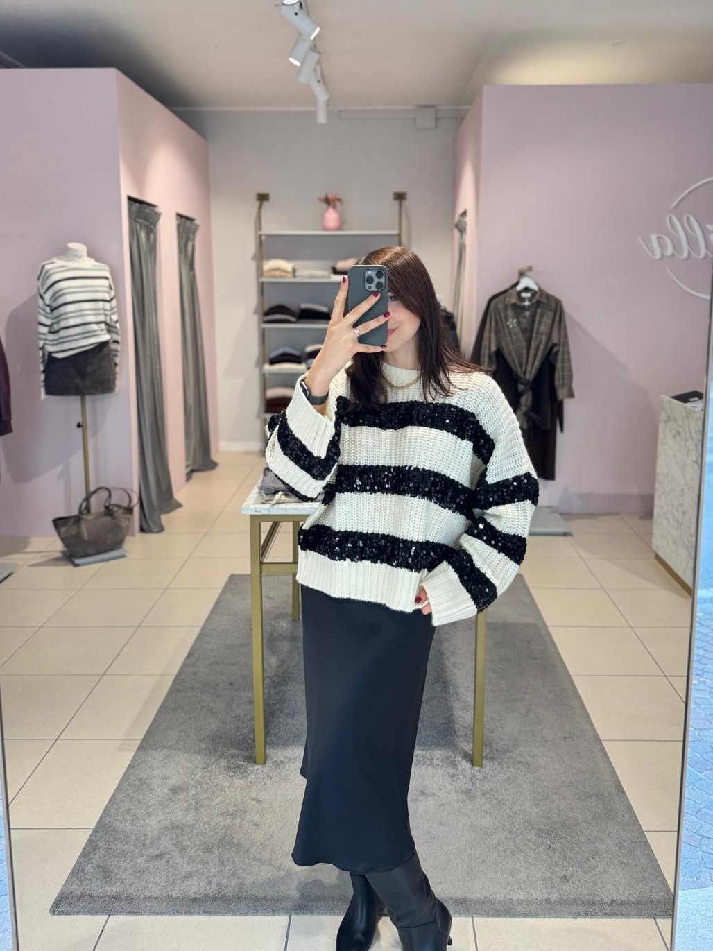 Maglione a righe con paillettes dixie