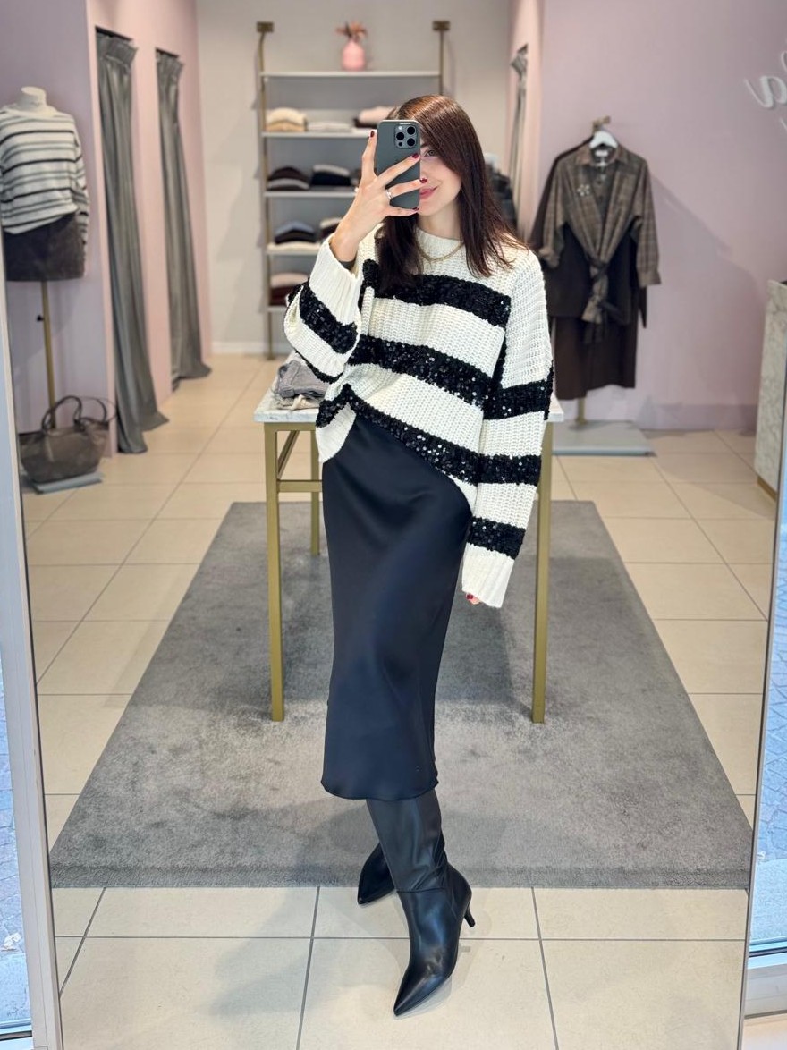 Maglione a righe con paillettes dixie