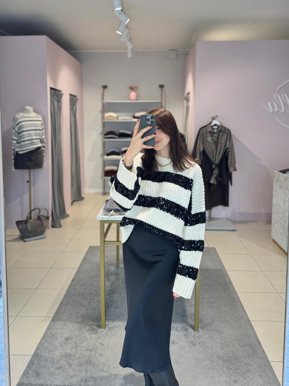 Maglione a righe con paillettes dixie