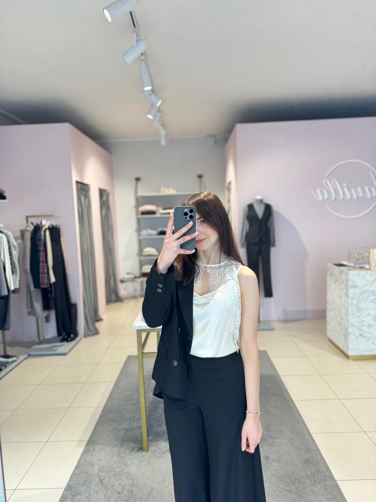 Canotta in raso con pizzo