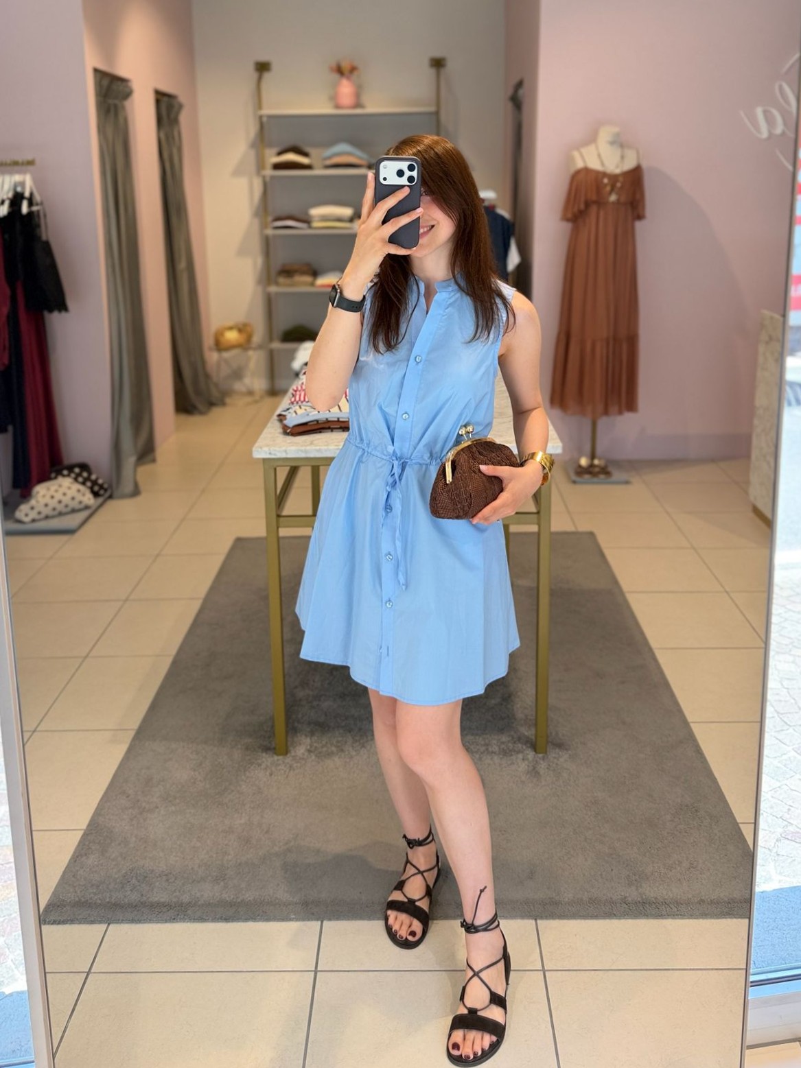 Abito chemisier corto azzurro