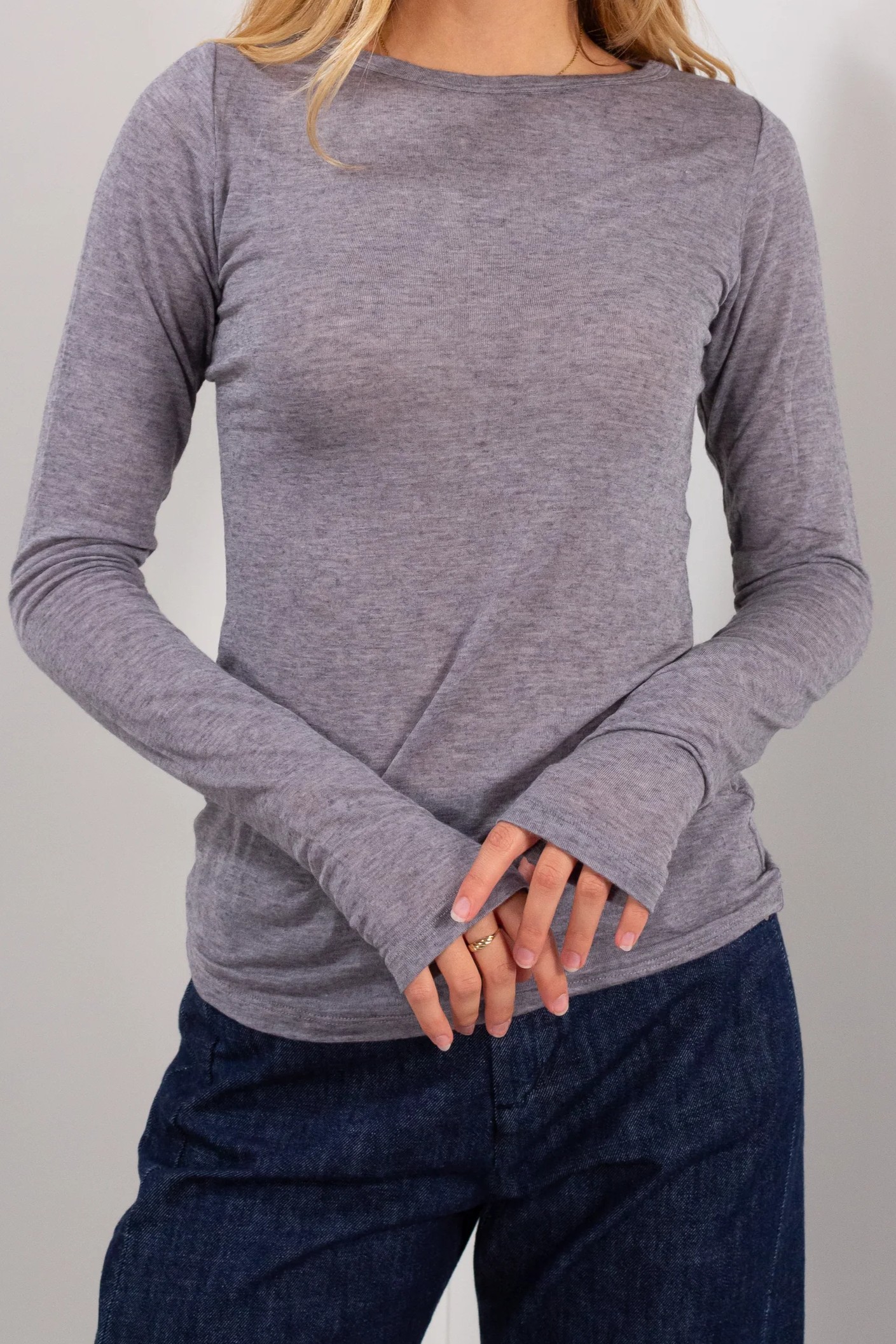 Maglia girocollo misto cashmere