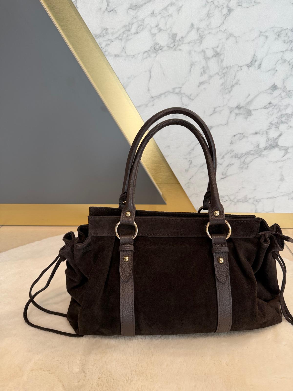 Maxi bag moro in pelle scamosciata