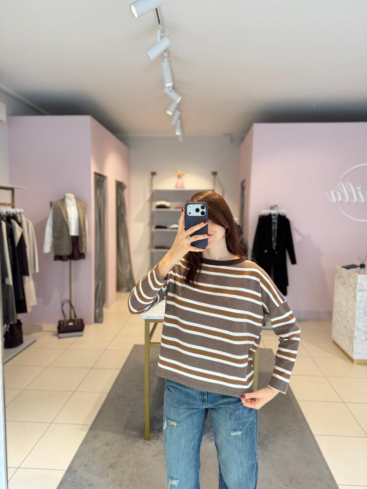 Maglia a righe tortora Motel