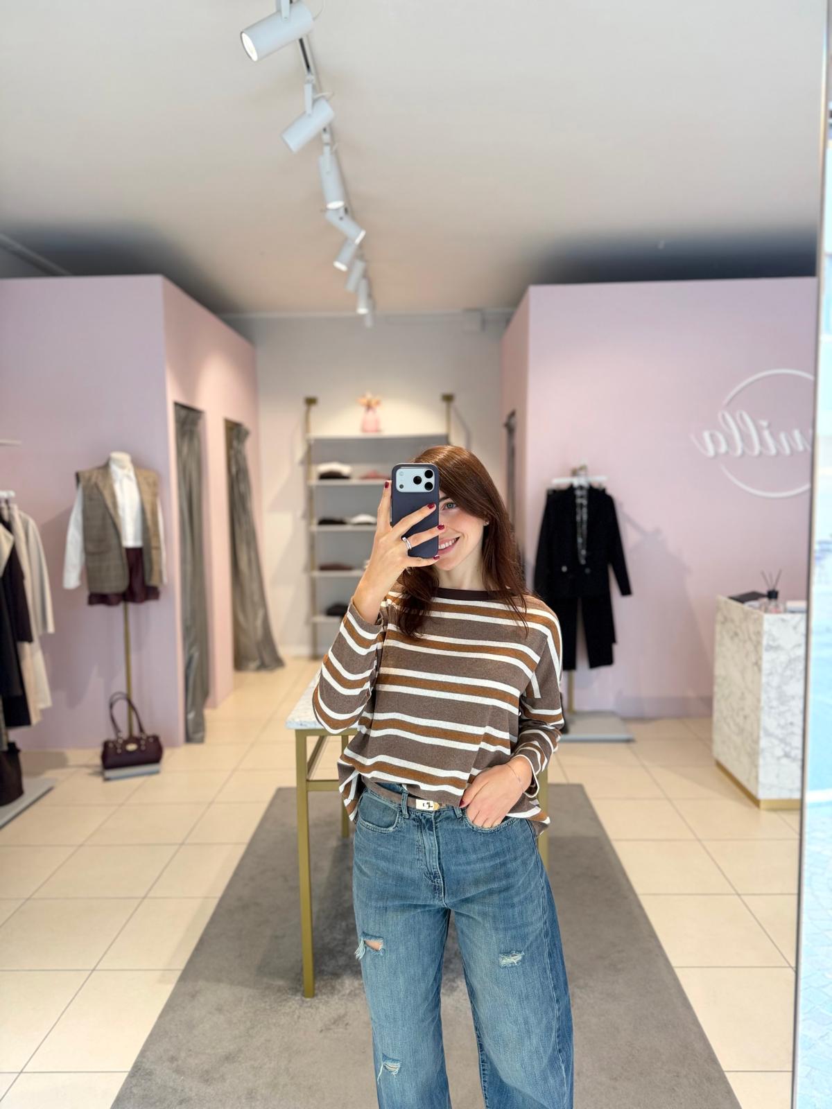 Maglia a righe tortora Motel