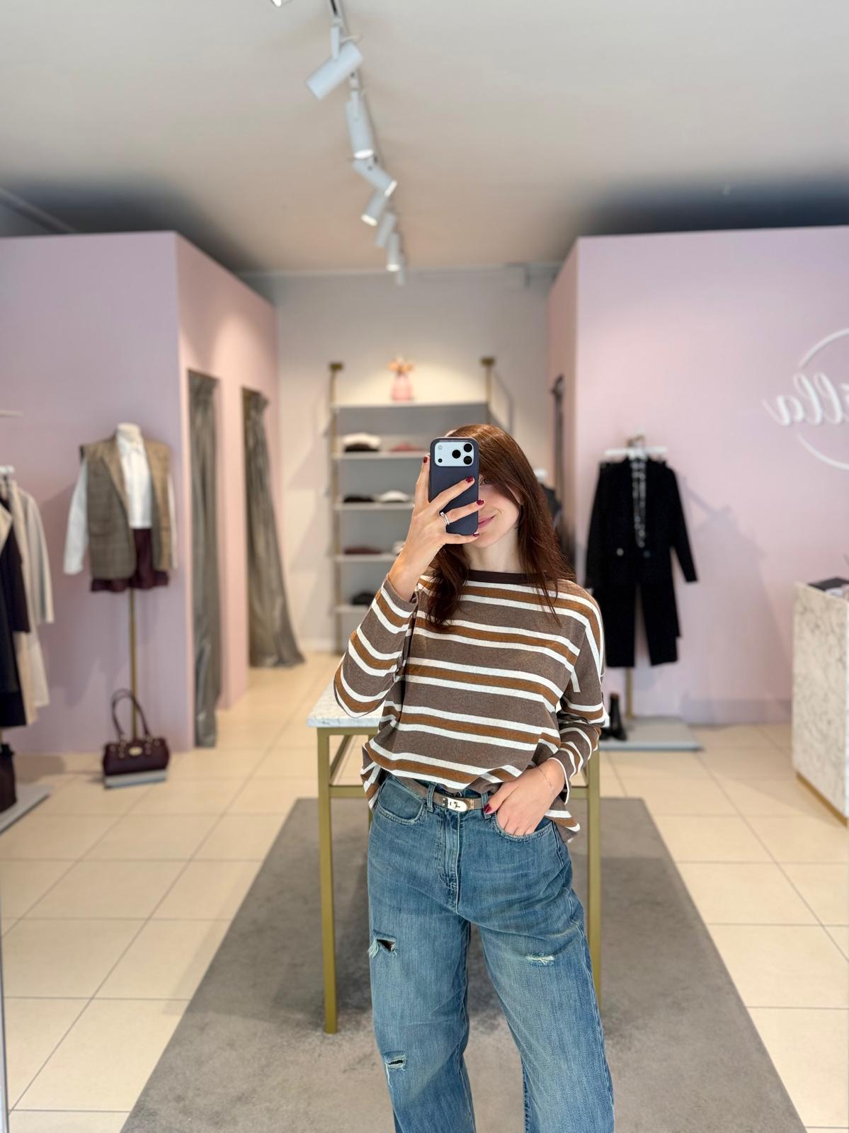 Maglia a righe tortora Motel