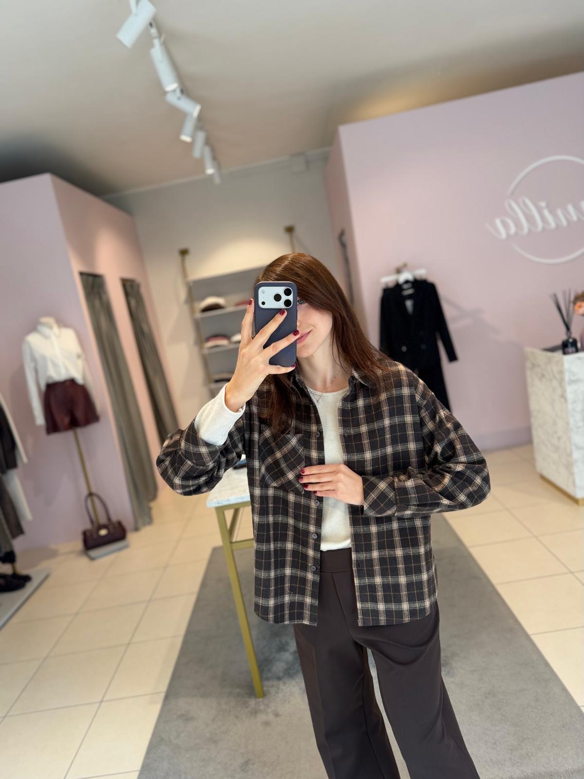 Camicia check marrone