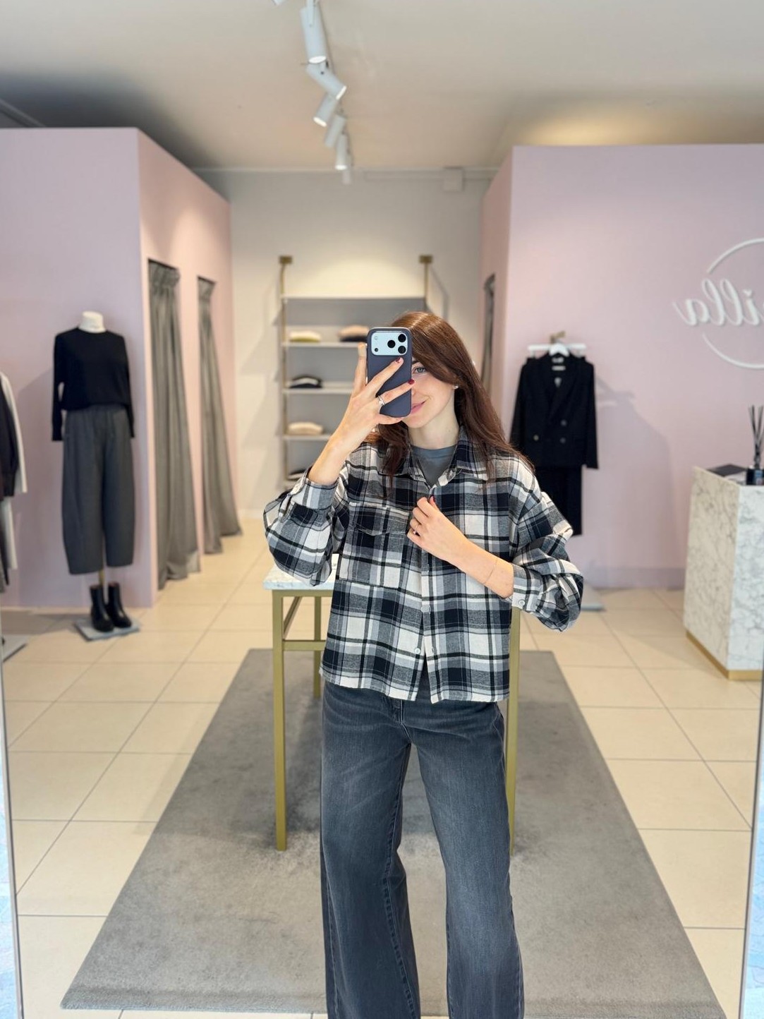 Camicia check cropped