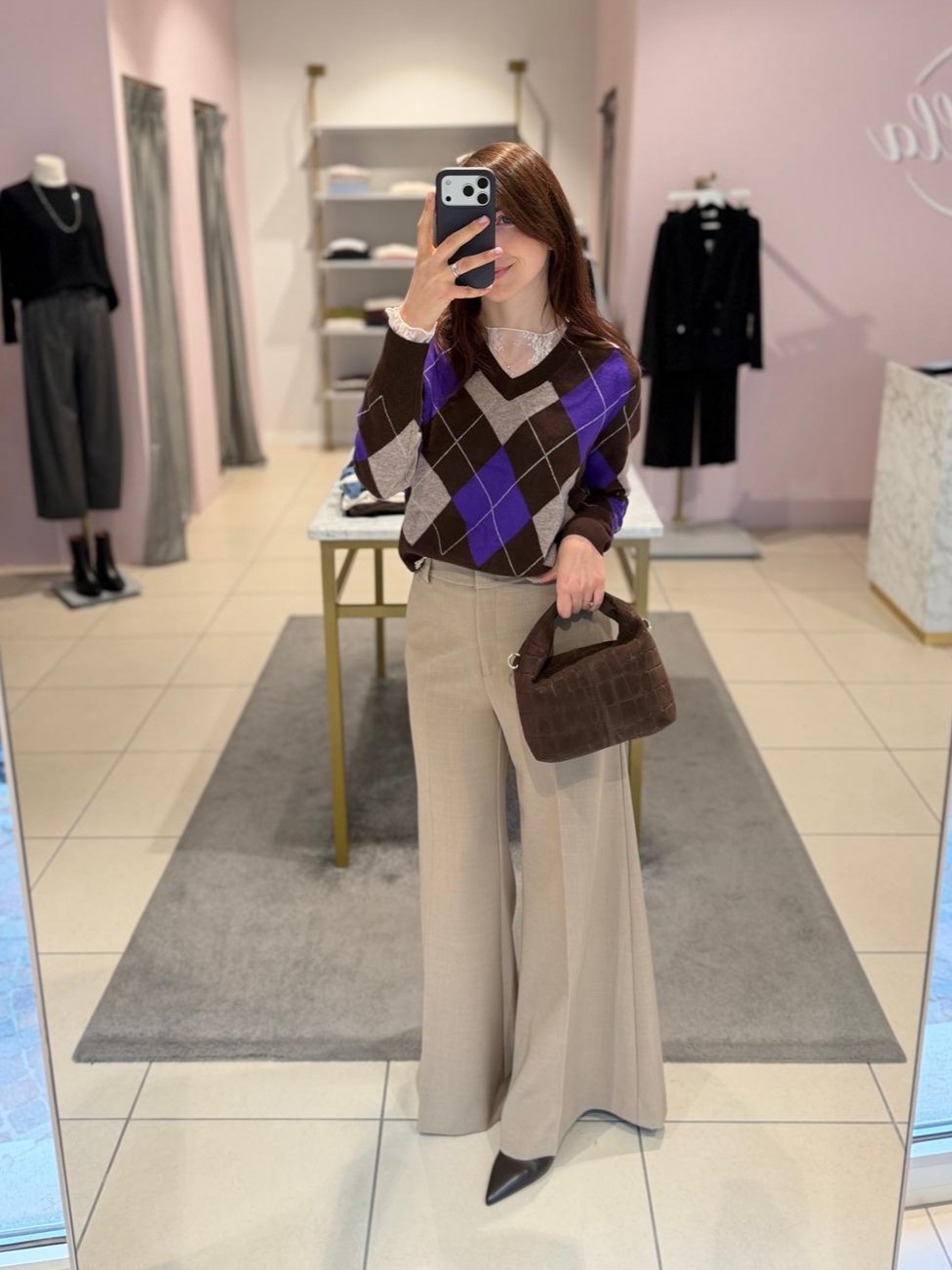 Pantalone ampio tortora
