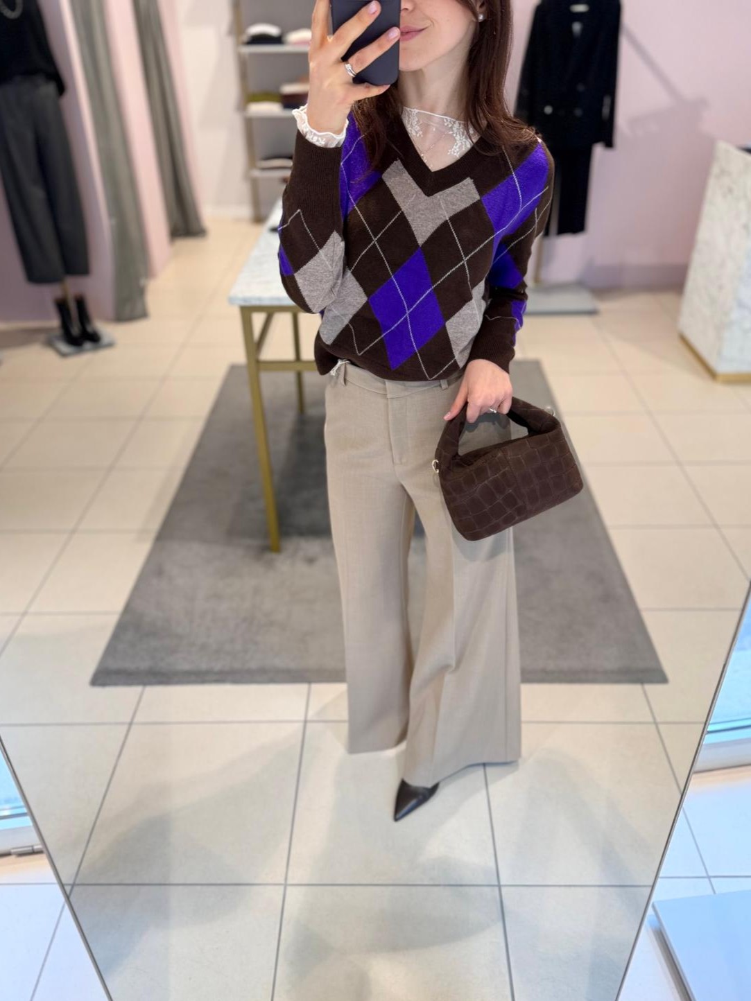 Pantalone ampio tortora
