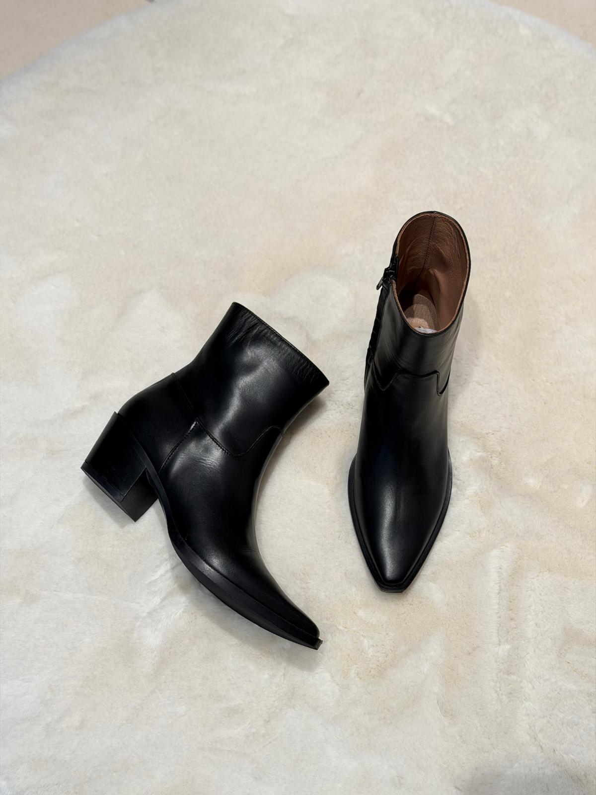 Texano nero in pelle