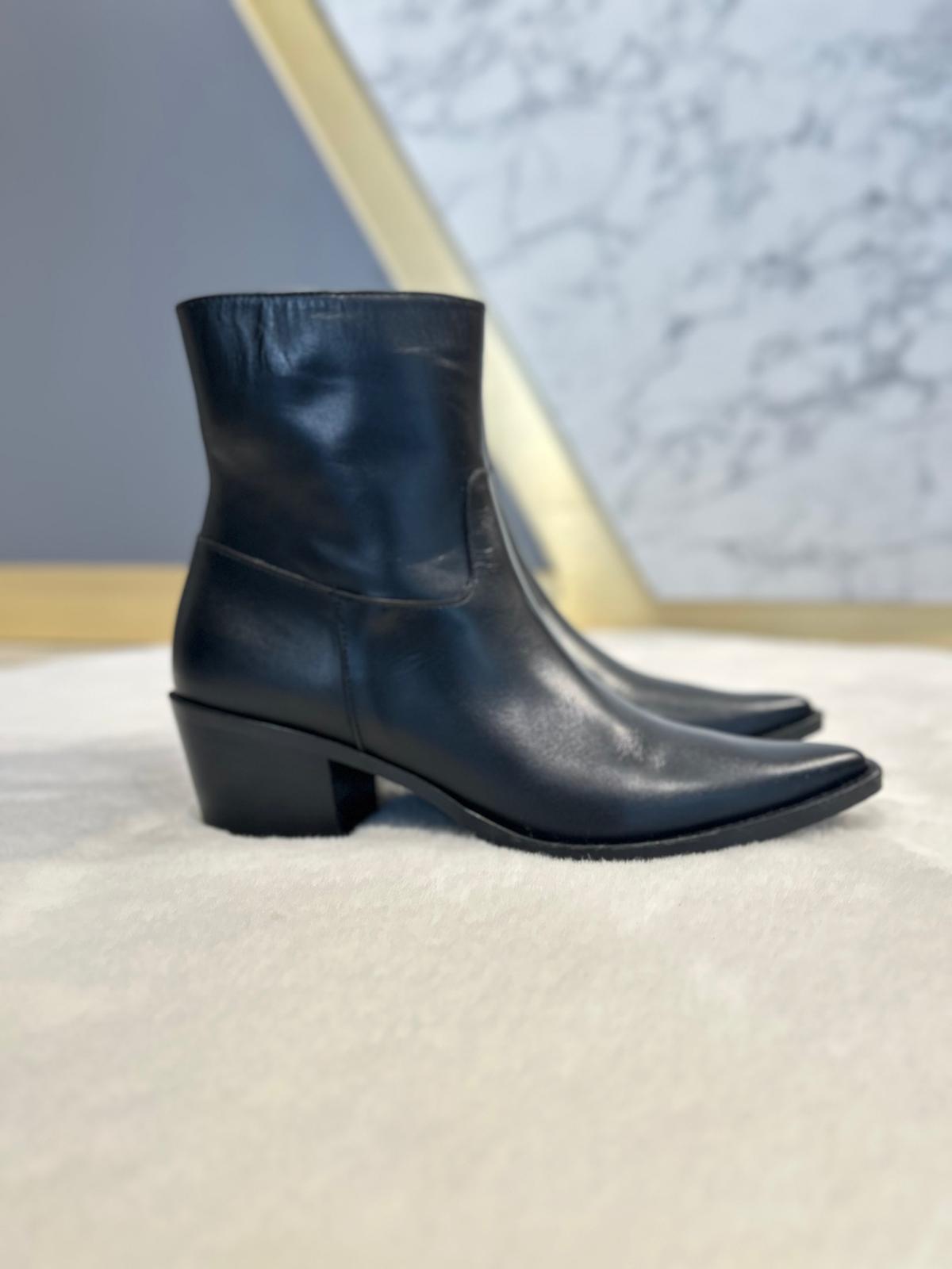 Texano nero in pelle