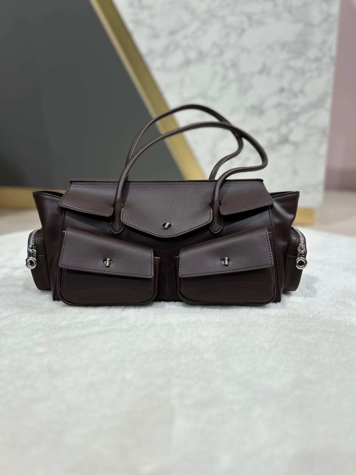 Borsa moro con taschine in pelle